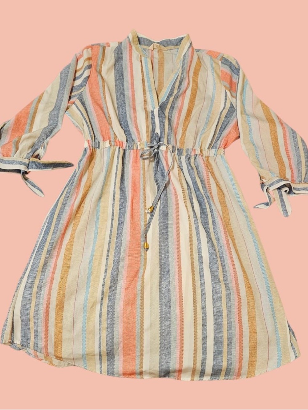 Striped Drawstring Waist Kids Dress - Multicolor